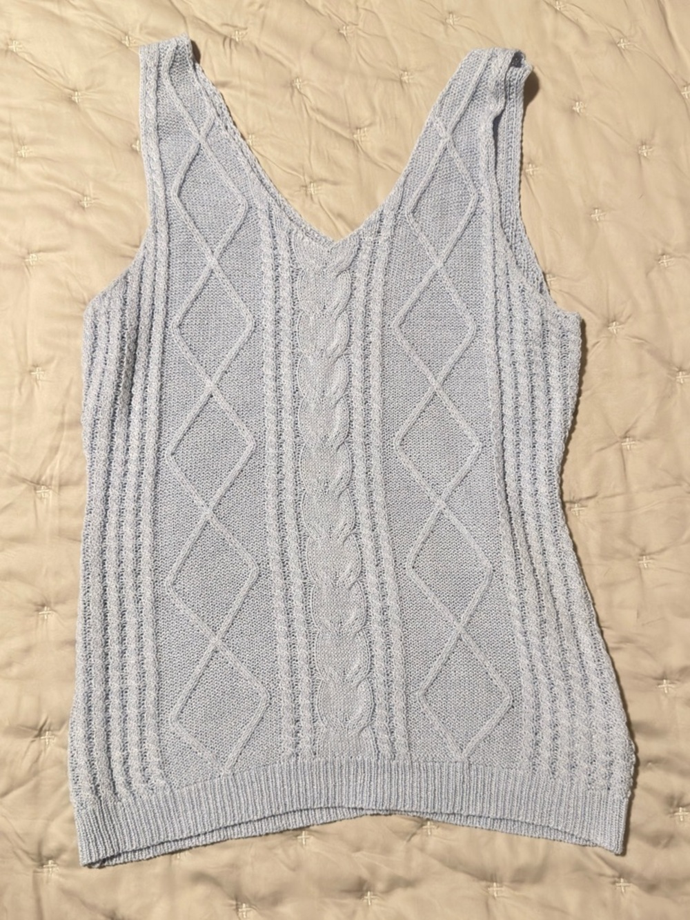 Light Blue Cable Knit Tank Top Size Medium
